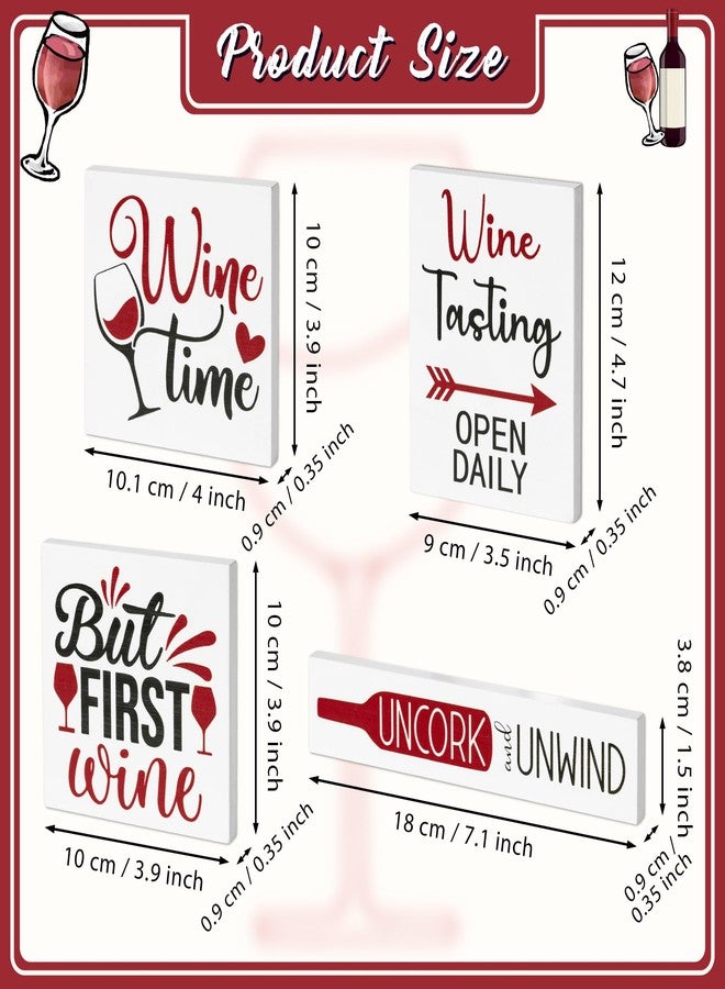 CPicdn Wine Tiered Tray Decorations - 4Pcs Wine Theme Wooden Table Centerpieces Block Plaque Sign Tabletop Decorations for Home Kitchen Wine Bar Desk Shelf Supplies Gifts - Image 2